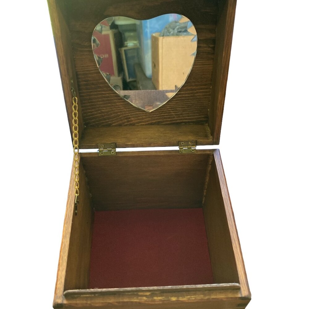 Handmade OOAK Trinket Box Jewely Box With Heart Shaped Mirror